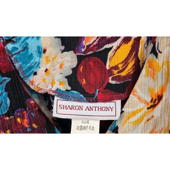 Sharon Anthony Floral Print Vtg Top/Skirt Set Womens Sz 22 Ruffle Pullon Skirt - Picture 4 of 9